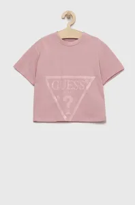Dětské bavlněné tričko Guess růžová barva #5550844