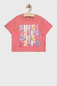 Dětské bavlněné tričko Guess růžová barva #5889203