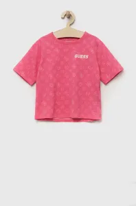 Dětské bavlněné tričko Guess růžová barva #5625130
