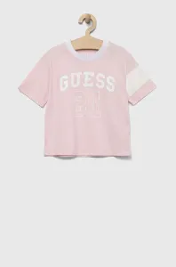 Dětské bavlněné tričko Guess růžová barva #5635929