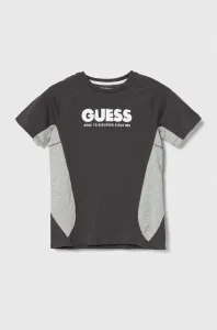 Dětské bavlněné tričko Guess šedá barva