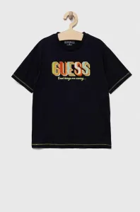 Dětské bavlněné tričko Guess tmavomodrá barva, s aplikací #5625001