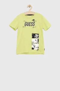 Dětské bavlněné tričko Guess zelená barva, s potiskem #4315066