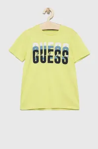 Dětské bavlněné tričko Guess zelená barva, s potiskem #5218601