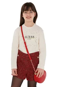 Dětské tričko s dlouhým rukávem Guess béžová barva