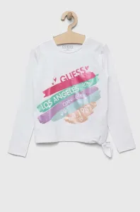 Dětské tričko s dlouhým rukávem Guess bílá barva