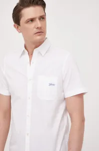 Košile Guess pánská, bílá barva, slim, s klasickým límcem
