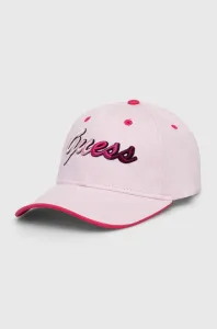 Bavlněná baseballová čepice Guess růžová barva, s aplikací #5393355