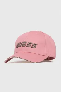 Bavlněná baseballová čepice Guess růžová barva, s aplikací #5971223