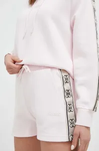 Kraťasy Guess dámské, růžová barva, s aplikací, medium waist