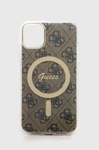 Guess GUBPN61H4EACSW Case + Wireless Charger Apple iPhone 11 brown hard case 4G Print MagSafe