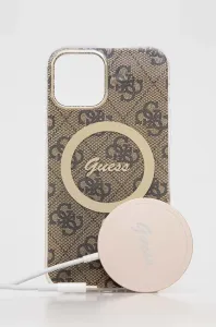 Guess GUBPP12MH4EACSW Case + Wireless Charger Apple iPhone 12/12 Pro brown hard case 4G Print MagSafe