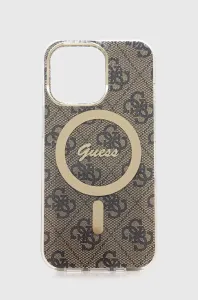 Guess GUBPP13LH4EACSW Case + Wireless Charger Apple iPhone 13 Pro brown hard case 4G Print MagSafe