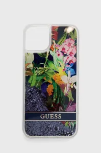 Guess GUHCP14MLFLSB Apple iPhone 14 Plus blue hardcase Flower Liquid Glitter