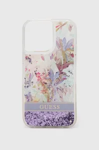 Guess GUHCP14XLFLSU Apple iPhone 14 Pro Max purple hardcase Flower Liquid Glitter