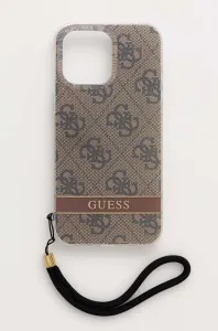 Guess GUOHCP14XH4STW Apple iPhone 14 Pro Max brown hardcase 4G Print Strap