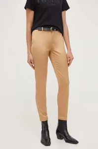 Kalhoty Guess dámské, béžová barva, jednoduché, medium waist #5553651