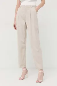 Kalhoty Guess dámské, béžová barva, široké, high waist