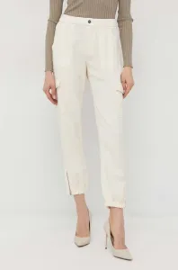 Kalhoty Guess dámské, béžová barva, střih chinos, high waist #4135740