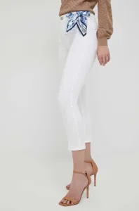 Kalhoty Guess dámské, bílá barva, přiléhavé, high waist
