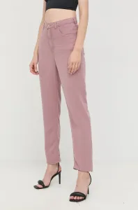 Kalhoty Guess dámské, fialová barva, jednoduché, high waist #2021915