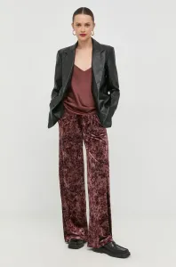 Kalhoty Guess dámské, růžová barva, široké, high waist