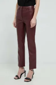 Kalhoty Guess KELLY dámské, vínová barva, jednoduché, high waist, W3RA0M WF8P0