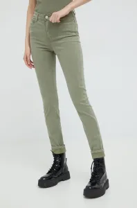 Kalhoty Guess dámské, zelená barva, přiléhavé, medium waist #4204027