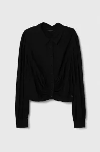 Košile Guess dámská, černá barva, regular, s klasickým límcem #6111309