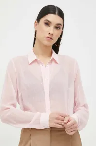 Košile Guess dámská, růžová barva, regular, s klasickým límcem #4943131