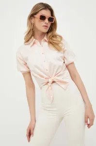 Košile Guess dámská, růžová barva, relaxed, s klasickým límcem #5155727