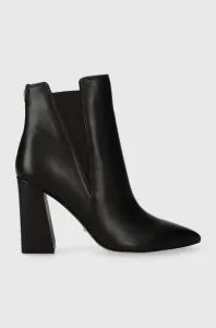 Kožené kotníkové boty Guess AVISH dámské, černá barva, na podpatku, FL8AVH LEA10