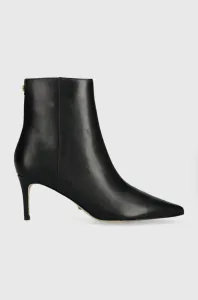 Kožené kotníkové boty Guess BRAYAN dámské, černá barva, na podpatku, FL8BRN LEA10