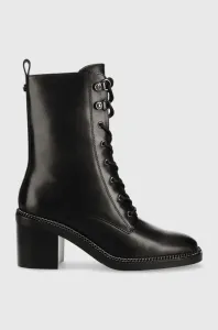 Kožené kotníkové boty Guess Byanka dámské, černá barva, na podpatku