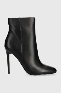 Kožené kotníkové boty Guess Reddi dámské, černá barva, na podpatku #5250209