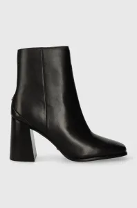 Kožené kotníkové boty Guess YORK dámské, černá barva, na podpatku, FL8YOK LEA10