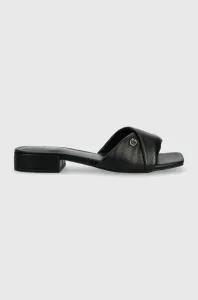 Kožené pantofle Guess ALBERT dámské, černá barva, FL6ABR LEA03