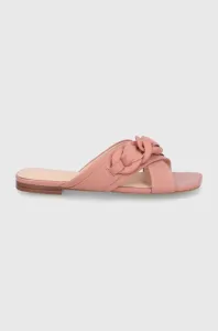 Kožené pantofle Guess Sameya dámské, růžová barva