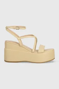 Kožené sandály Guess ZALLA béžová barva, FL6ZLL LEA04 #5043366