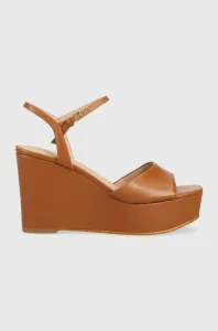 Kožené sandály Guess ZIONE2 dámské, hnědá barva, na klínku #4862929