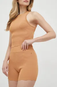 Kraťasy Guess dámské, oranžová barva, hladké, high waist