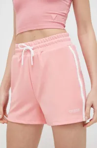 Kraťasy Guess dámské, růžová barva, vzorované, high waist #4939212