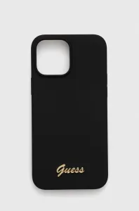 Silikonové pouzdro Guess Script Gold Logo pro iPhone 13 Pro Max - černé