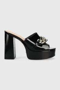Pantofle Guess Xanthe dámské, černá barva, na podpatku #5405353