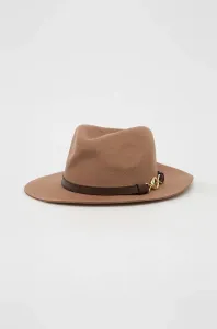 Vlněný klobouk Guess hnědá barva, vlněný
