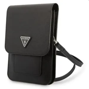 Pouzdro Guess Saffiano Triangle Logo Phone Bag Universal GUWBSATMBK Black