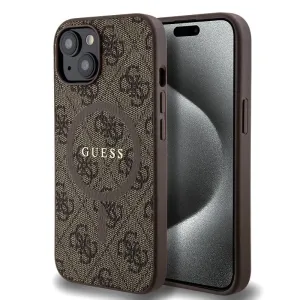Original   GUESS GUHMP15SG4GFRW  iPhone 15 (Compatible with Magsafe / 4G Ring classic logo / hnedý)