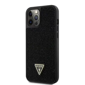 Pouzdro Guess Rhinestones Triangle Metal Logo kryt pro Apple iPhone 12 PRO MAX Black