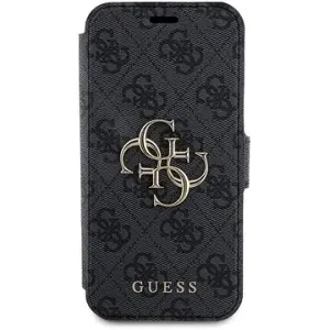 Kovové pouzdro s logem Guess 4G pro iPhone 15 Pro - šedé