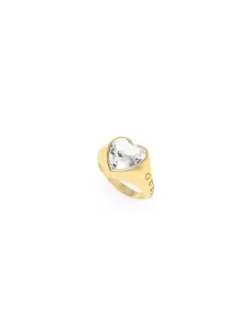 Guess Romantický pozlacený prsten s třpytivým srdcem UBR70004 54 mm